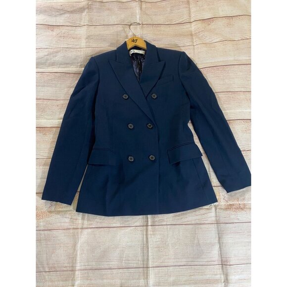 Zara Women's Blue Button Front Long Sleeve Blazer Jacket - XS - Picture 5 of 15